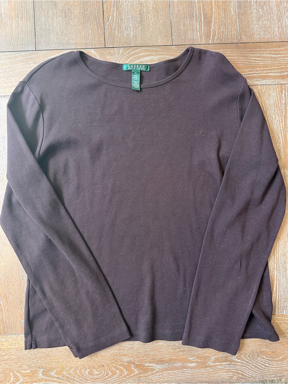 Lauren Ralph Lauren Brown Long-Sleeve Crewneck Tee